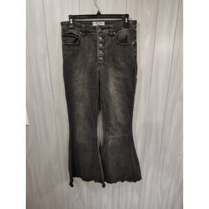 We The Free High Rise 5 Button Fly Black Flare Size 30 Grunge Alternative Goth